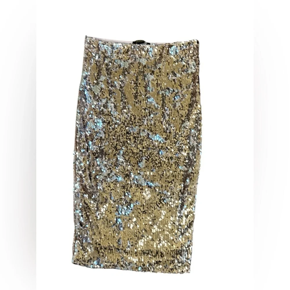 Revamped Premium Collection Rose Gold Sequin Pencil Skirt High Waist Size M